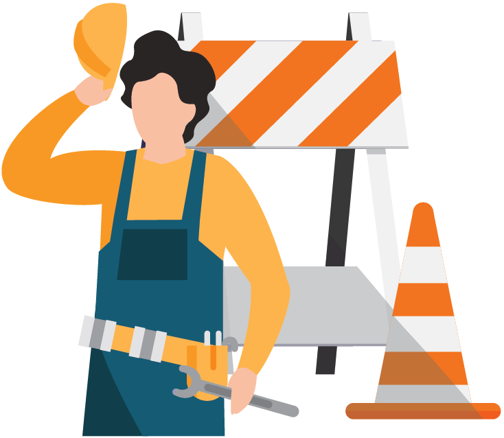 illustration of construction worker tipping their hat